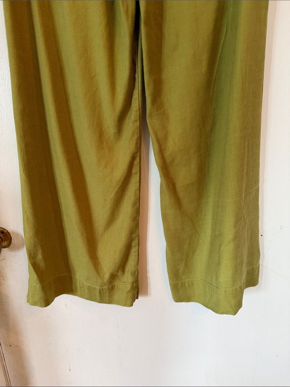 Maeve by Anthropology Ettie Chartreuse/Green Wide-Leg High Rise Linen Pants 11 - Picture 6 of 12